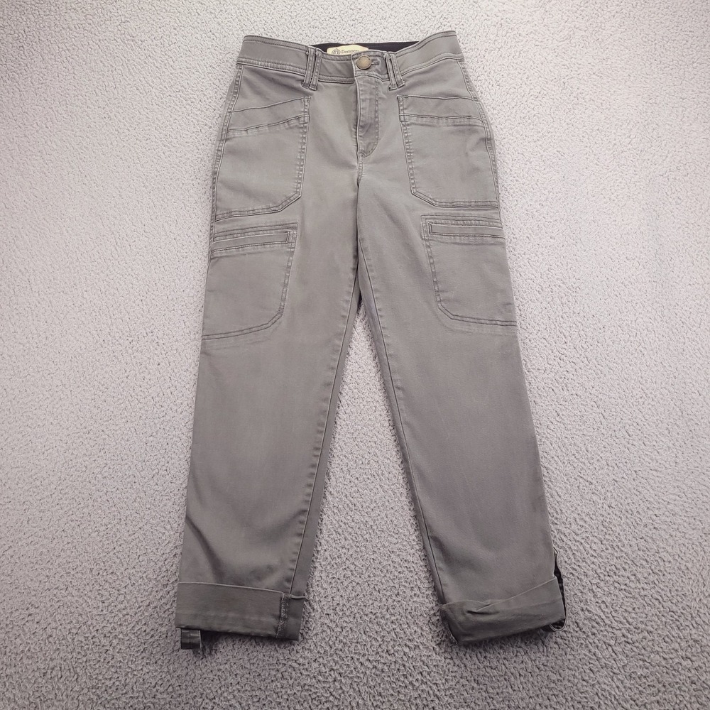 DEMOCRACY Pants Size 4 Gray Mid Rise Roll Cuff Cargo Utility "Ab" Tech - Picture 2 of 16